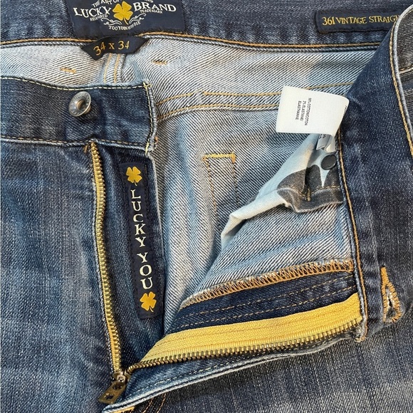 Lucky Brand 361 Vintage Straight Medium Wash Men's Classic Blue Jeans 34x34 - Picture 4 of 11